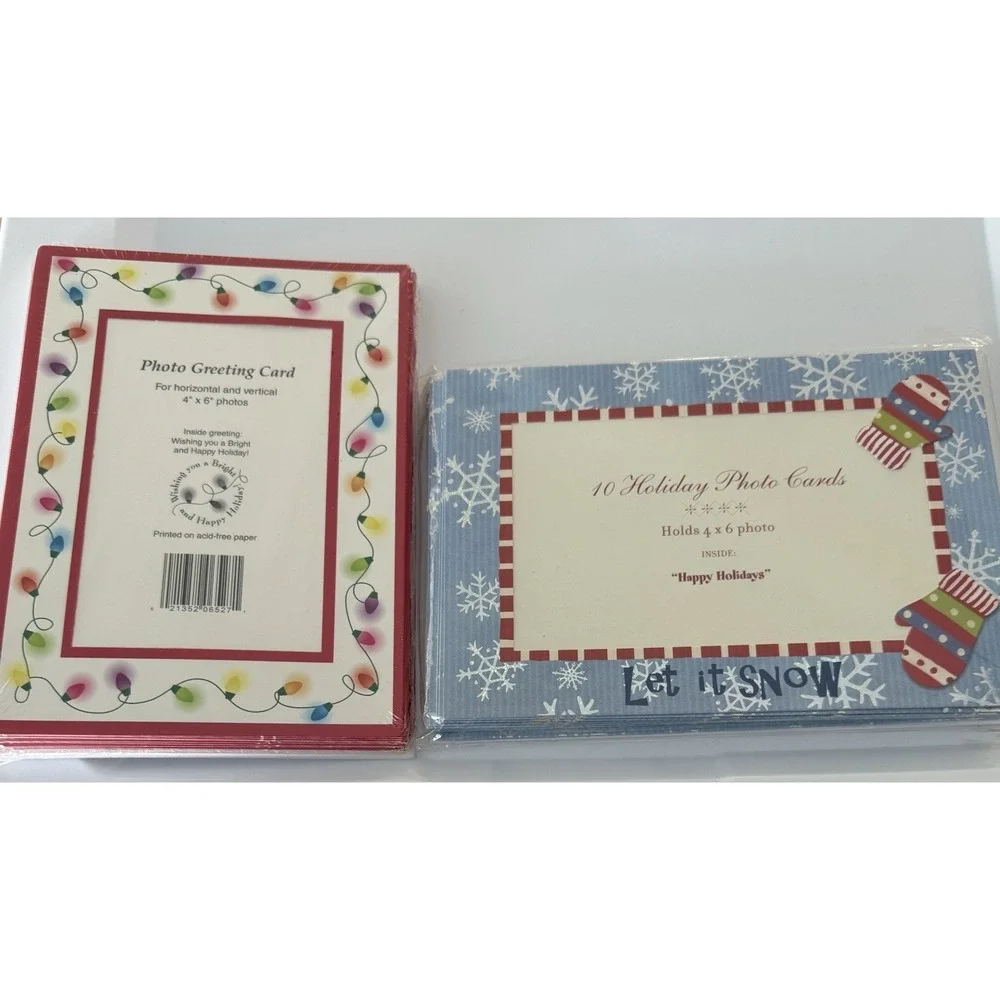 NEW 2 Packs Holiday Photo 4x6 Greeting Cards with Envelopes 10 Ct Per Package‎